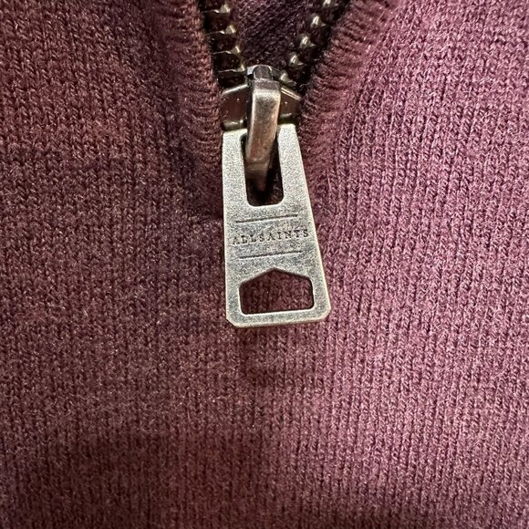 Allsaints Raven Quarter 1\4 Half Zip Sweatshirt Size XXL Maroon Oxblood Red - Picture 3 of 11